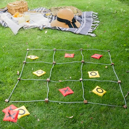 WILLOWDALE Giant Tic Tac Toe Game Outdoor, 3.9ft x 3.9ft Bean Bag Toss Game for Kids, Large Outside Game for Family Gathering, Giant Yard Game for Adults, Outdoor Field Games for Lawn s & Backyard
