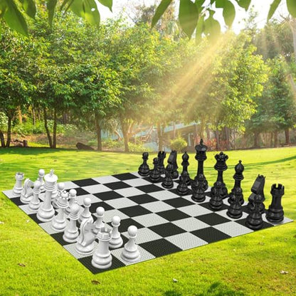 7.9*7.9ft Giant Chess Board, Chess Not Included, Plastic Giant Mat for Outdoor Yard Lawn Games, Compatible with 25 Inch 37 Inch 49 Inch Chess Sets and 10 Inch Checkers