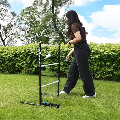 Vivere Ladder Golf Extreme Metal Tournament Edition Ladder Ball Tossing Game with 2 Metal Ladders and 2 Sets of Soft Bolas - Official Equipment