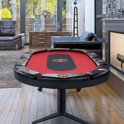 Triton Premium Foldable Poker Table with 10 Chairs and Poker Chips Set 300 - Leather Soft-Padded Armrest, Individual Cup Holders- Premium Chips Set, Individual Chair for Everyone - size: 10 Player with Chips & Chairs