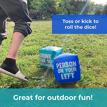 Giant Dice Drinking Game for Adults - Blow Up Dice PVC Inflatable and Reusable 2 Dice - 10" - Jumbo Dice for Indoor Outdoor Fun Games, Pool Parties, Lawn Floor Games