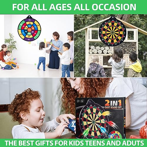 moopok Magnetic Dart Board for Kids-12Magnetic Dart/Sticky Balls Or 2 Toy Gun+40 Foam Dart.Indoor/Outdoor Kids Games and Party Games,Christmas Birthday Gifts Toys for 3-12 Year Old Boys - style: 14IN-2in1 Board+12 Magnetic Dart+12 Sticky Ball