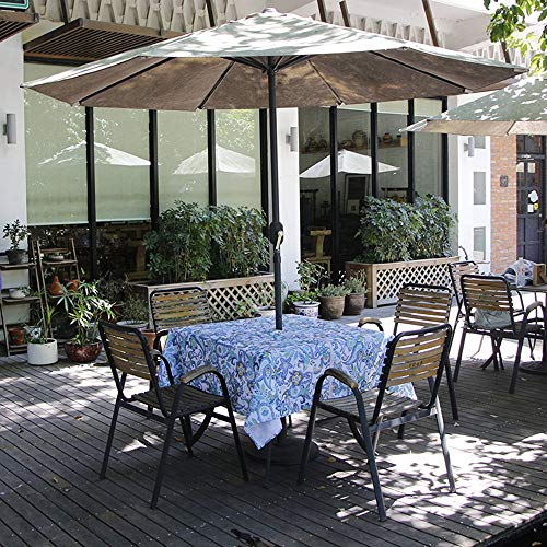 Melaluxe Spring/Summer Wrinkle-Free Waterproof Outdoor Tablecloth with Umbrella Hole and Zipper, 60-Inch-by-84 Rectangle - color: Flower, size: 60" x 84" (Rectangular)