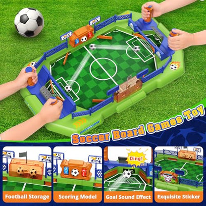 Fortand Mini Foosball Table Soccer Board Games for Kids Ages 3-12 | Two-player Tabletop Soccer Game with 4 Flipper Controls 2 Balls Score Counter Goal Bells for Family Play, Gift for Boys Girls