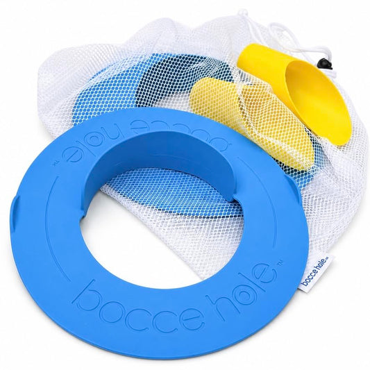 Bocce Hole™ Beach Game Rings Set – Add Cornhole-Style Scoring to Your Bocce Balls for a New Sand Game – 2 Silicone Scoring Rings & 2 Sand Scoops Included