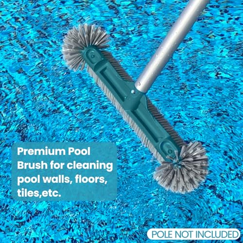 18” Pool Brush Head - Plastic Pool Brushes with Round Ends for Cleaning Swimming Pool Walls, Steps & Corners, Safe for Vinyl Liner(No Pole) - size: 18" Pool Brush