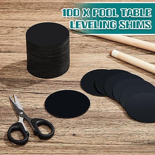 Frienda 100 Pcs Pool Table Leveling Kit, 3 Inch Rubber Shims, 0.06 Thick Furniture Leveler Pads for Billiard, Chairs, Desks, Black