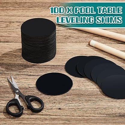 Frienda 100 Pcs Pool Table Leveling Kit, 3 Inch Rubber Shims, 0.06 Thick Furniture Leveler Pads for Billiard, Chairs, Desks, Black