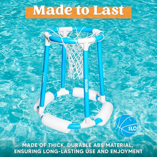 Sloosh Pool Basketball Hoop Set, Floating Basketball Pool Game, Swimming Floats Toys with Balls Pump, Summer Outdoor Water Play Toy for Kids and Adults (Blue) - color: Blue