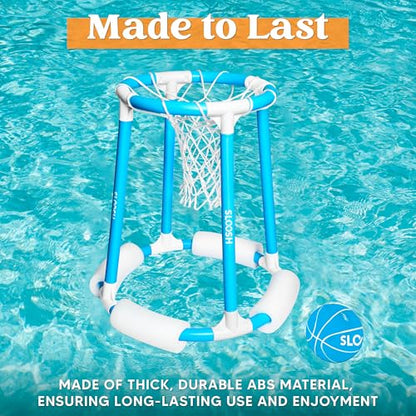 Sloosh Pool Basketball Hoop Set, Floating Basketball Pool Game, Swimming Floats Toys with Balls Pump, Summer Outdoor Water Play Toy for Kids and Adults (Blue) - color: Blue