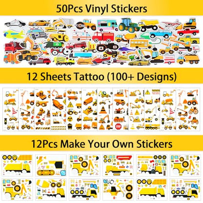 Construction Party Favors - for 12Guests, Construction Birthday Party Decorations Supplies, Construction Theme Toys for Goodie Bag Stuffer, Pinata Filler Gifts - style: Construction Party Favors