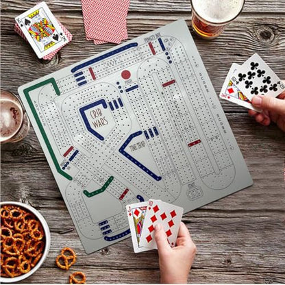 Cribbage Wars Board Game - 2026 Large Wooden Cribbage Set with Traps, Classic Board Game for Family Night & Bar Gatherings (35 x 35cm) (Acrylic) - style: Acrylic
