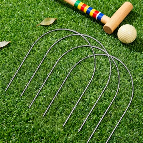 Set of 10 Croquet Wickets Replacement for Croquet Metal Hoops with Galvanized and Plastic Coating for Family Lawn Backyard Outdoor Game (Square) - size: Square