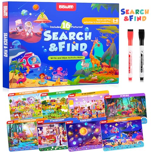 Search and Find Activity Books for Kids Ages 3-5, Travel Games Toys for Car Airplane, Road Trip Activities for Kids Games 4-8, Preschool Learning Activities, Educational Seek Game,Gifts for Boys Girls - style: Mixed Themes