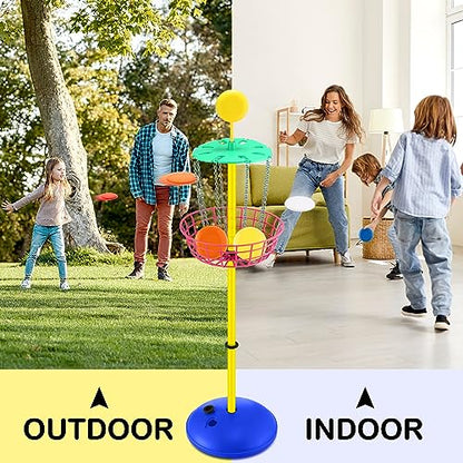 Meooeck 42 Inches Mini Disc Golf Baskets with 10 Flying Discs Golf Starter Set for Indoor Outdoor Yard and Beach Games - style: Cute Color