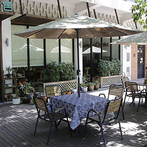 Melaluxe Spring/Summer Wrinkle-Free Waterproof Outdoor Tablecloth with Umbrella Hole and Zipper,60-Inch-by-84 Rectangle, Grey, Seats 6 to 8 People - color: Grey, size: 60" x 84" (Rectangular)