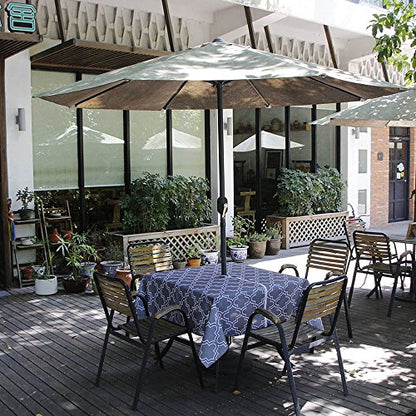 Melaluxe Spring/Summer Wrinkle-Free Waterproof Outdoor Tablecloth with Umbrella Hole and Zipper,60-Inch-by-84 Rectangle, Grey, Seats 6 to 8 People - color: Grey, size: 60" x 84" (Rectangular)