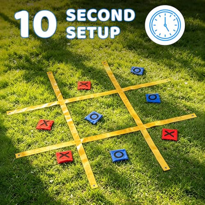 Yard Games for Kids & Adults - Giant 4ft x 4ft Tic Tac Toe Outdoor Game with Bean Bag Toss & Tabletop Scoreboard for Backyard, Carnival, Family Reunion, Birthday Party & Field Day