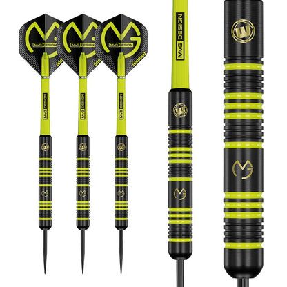 Winmau Michael Van Gerwen MvG Ambition Brass Steeltip Darts Set 24g with MvG Flights and Nylon Shafts (Stems)
