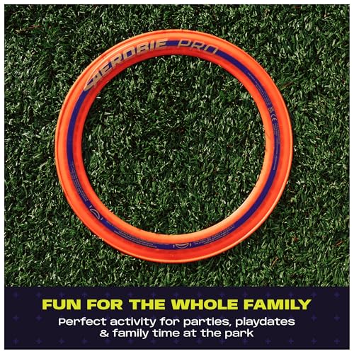 Aerobie Pro Ring Outdoor Flying Disc, Flying Ring for Kids Parties and Backyard Games, Teen Boys Gift Ideas, Kids Toys for Ages 5 & Up, Orange, 14