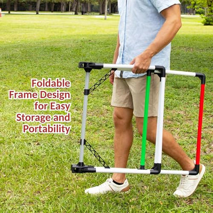 MD Sports Ladder Toss Game Set, Portable Foldable PVC with Weighted Base, Built-in Scoring, 2 Targets, 6 Bolos, Carry Bag, Perfect for Indoor Outdoor Gatherings