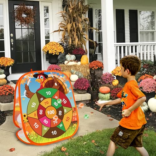 Fall Thanksgiving Bean Bag Toss Games for Kids, Fall Festival Party Games Outdoor Indoor Turkey Dart Board for Kids Carnival Games Toys Thanksgiving Party Favors for Boys Girls Family Yard Games