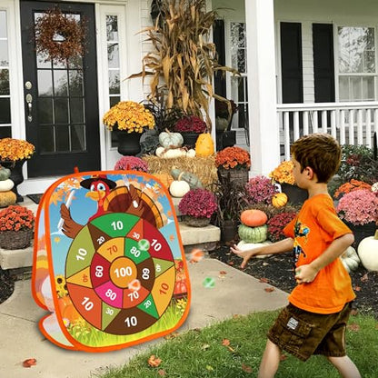 Fall Thanksgiving Bean Bag Toss Games for Kids, Fall Festival Party Games Outdoor Indoor Turkey Dart Board for Kids Carnival Games Toys Thanksgiving Party Favors for Boys Girls Family Yard Games