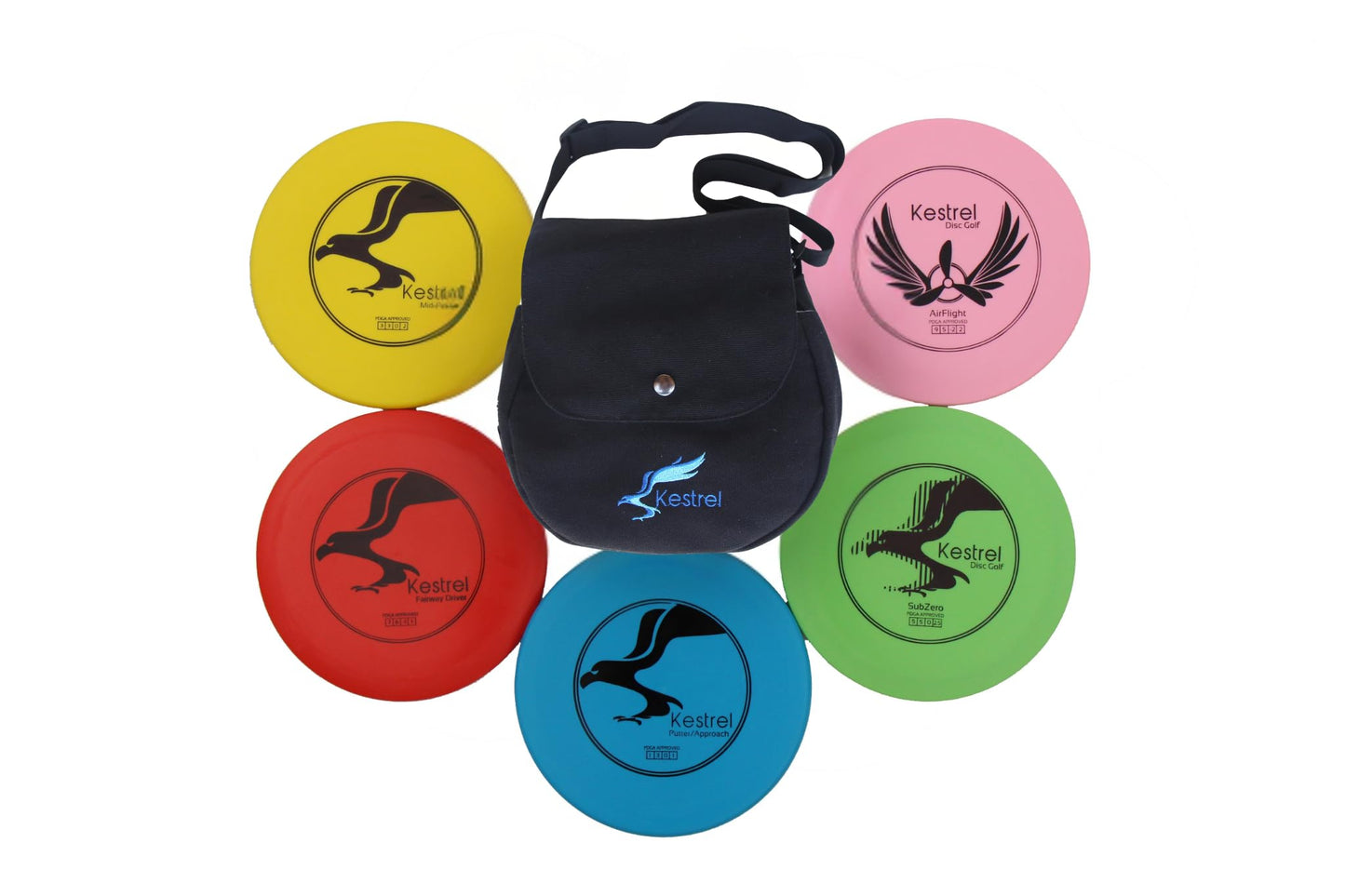 Kestrel Disc Golf Starter Set Includes 2 Drivers - 2 Midrange - 1 Disc Golf Putter - 5 Discs & Blue Carrying Bag - Beginner Frisbee Golf Set, A Complete Disc Golf Kit to Get The Whole Family Involved - color: 5 Disk Set