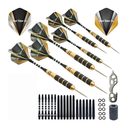 6pc Steel Tip Darts Set - Professional Darts for Dartboard - Includes Barrels + Plastic/Aluminum Shafts + O'Rings + Flights + Sharpener + Wrench - color: 22g-Classic A-10411