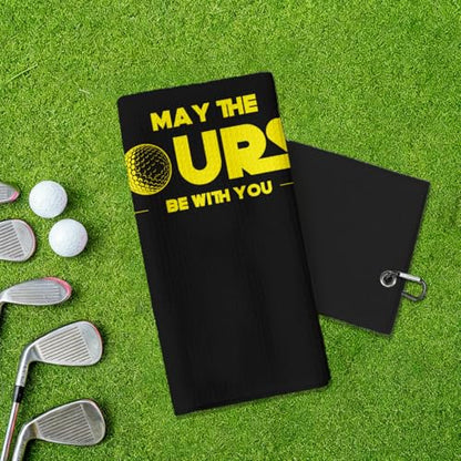 May The Course Be with You Microfiber Golf Towel with Clip, Funny Golf Accessories Gifts for Men Women Golfers Grandpa Dad, Birthday Retirement Gifts for GolfFans Golfs Lover, 16x24 Inch - color: May the Course Be With You