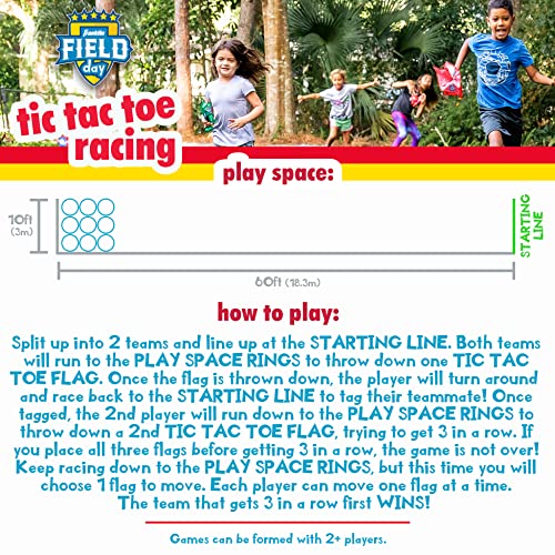 Franklin Field Day Deluxe Tic Tac Toe Racing for Kids and Adults - Perfect for Backyard Play - Includes 9 Play Space Hoops, 6 Tic Tac Toe Weighted Flags and 1 Starting Line
