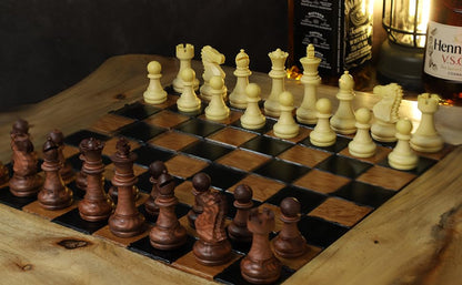 Luxury Staunton Chess Pieces Only 32 Chessmen Pieces Replacement of Missing Pieces Weighted Tournament Chess Pieces for Chess Set with Exquisite Grain 2.9 Inches King Includes Storage Bag