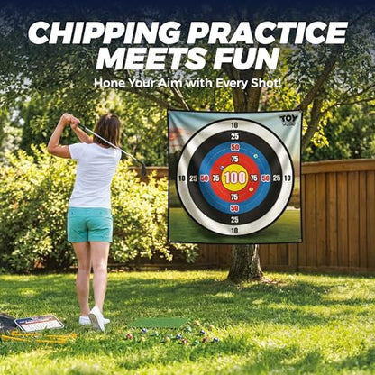 TOY Life Chipping Golf Practice Mats Golf Game Training Mat Indoor Outdoor Games for Adults Family Kids Outdoor Play Equipment Stick Chip Golf Set Backyard Game(Patented) - style: Dart Board Style