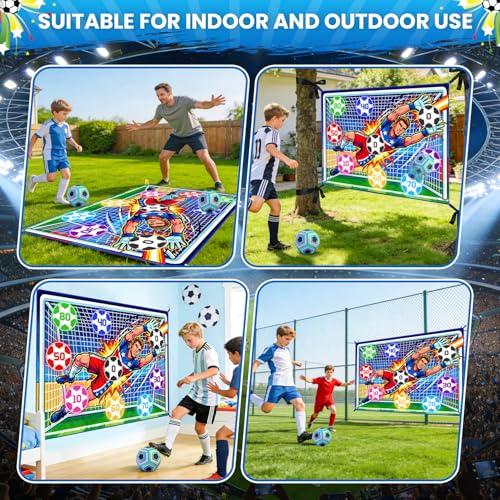 Upgraded Toy Soccer Game Set for Kids, Indoor Outdoor Backyard Toss Soccer Goal Game with 2 Balls, 1 Flannel Target, Soccer Toys for Boys and Girls 3-5 6-8 8-12 Years Old Kids Birthday