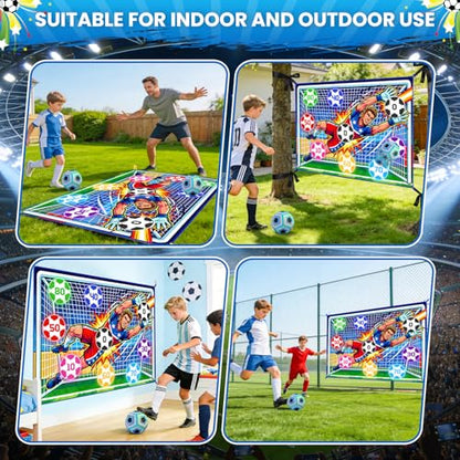 Upgraded Toy Soccer Game Set for Kids, Indoor Outdoor Backyard Toss Soccer Goal Game with 2 Balls, 1 Flannel Target, Soccer Toys for Boys and Girls 3-5 6-8 8-12 Years Old Kids Birthday