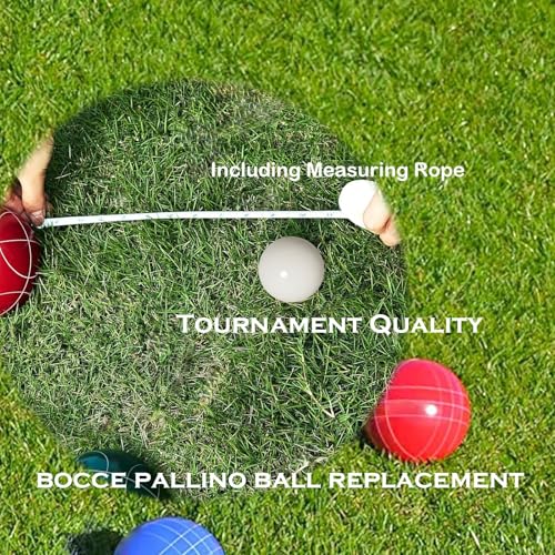 Pallino Ball Replacement for Bocce and Boule Game, Tournament Quality 2.24 In/57 mm White Bocce Pallino Ball Replacement - Including White Measuring Rope
