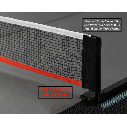 Midsize Foldable Indoor Table Tennis Conversion Top, 84 x 44 in Ping Pong Tabletop with Net & Post, 9mm Thick Playing Surface, Lightweight Compact Design, Easy Fold-Up Storage
