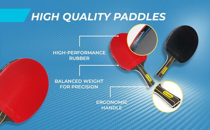 Ping Pong Paddles - High-Performance Set with Premium Table Tennis Rackets, 3-Star Ping Pong Balls, Compact Storage Case | Table Tennis Set - style: 2 racket+ 3 ball + net