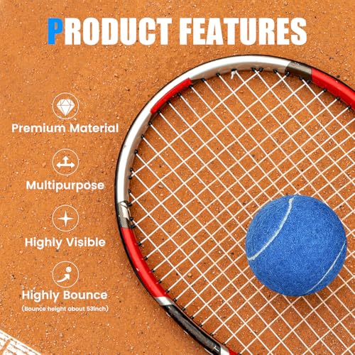 60/120 Pack Tennis Balls, Training Tennis Balls, Pet Dog Playing Balls, Practice Tennis Balls with Mesh Bag for Transport and Beginner Training - color: Blue-60Pack