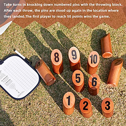 SpeedArmis Wooden Throwing Game, 12 Numbered Block Toss Games Set with Scoreboard & Carrying Case, Indoor Tailgating Bowling Yard Activity‌ for Teens Adults Family