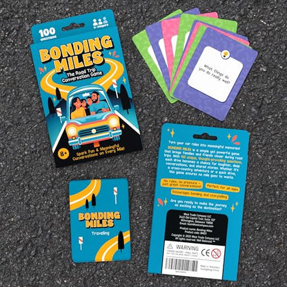WELL BALANCED Bonding Miles – Road Trip Conversation Card Game for Kids, Teens & Adults, Car Game, Travel Essentials