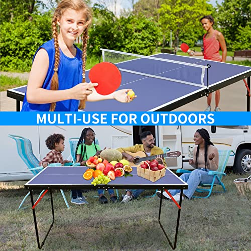 Small-Size Table Tennis Game Set - 4.5ft Foldable & Portable Ping Pong Table for Indoor & Outdoor Games, Includes Net, 2 Paddles, and 3 Balls, Idea Gifts for Kids, Christmas, Birthday Gifts