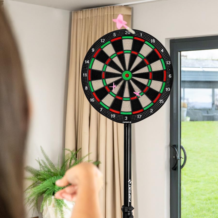 PINPOINT Soft Tip Dartboard | for Home Use with 6 Soft Tip Darts - Lightweight ABS Plastic Board - Optional Premium Soft Tip Darts - style: Soft Tip Darts