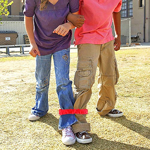 Augshy 5 Pcs 3 Legged Race Bands, Colorful Elastic Tie Rope Bands for Carnival Relay Race, Field Day Games, Adults Outdoor Team Game Party Supplies - style: Style A