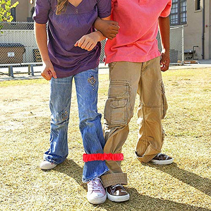 Augshy 5 Pcs 3 Legged Race Bands, Colorful Elastic Tie Rope Bands for Carnival Relay Race, Field Day Games, Adults Outdoor Team Game Party Supplies - style: Style A