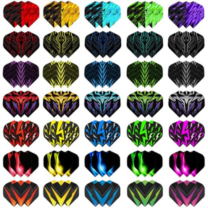 Dart Flights 105 Pieces (35 Unique Sets), 100 Micron PET, Universal Fit for Aluminum & PVC Shafts, for Steel & Soft Tip Darts, Premium Tournament Quality with 7 Designs