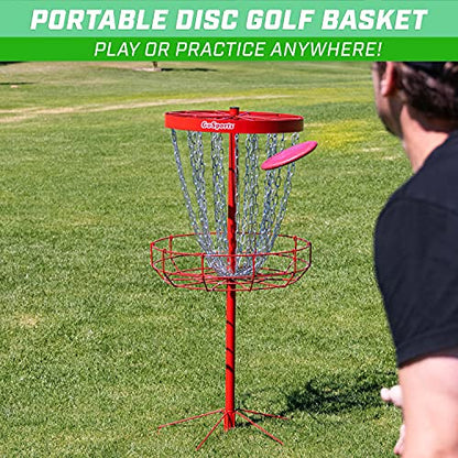 GoSports Regulation Disc Golf Basket - 24 Chain Portable Disc Golf Target