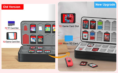 QuoLumPIA 72 Nintendo Switch 2 Game Case - for Switch/OLED/Lite Game Cartridges storage with 72 Game Card & 120 Micro SD Card Slots, Black, Hard Shell, Silicone Lining, Magnetic game card holder - size: 72