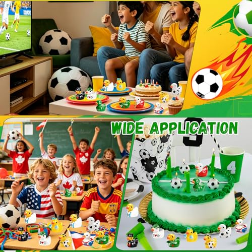 120Pcs World Soccer Cup Mini Resin Ducks 10 Style Sports Theme Miniature Soccer Ducks Bulk Player Referee Goalkeeper Tiny Duck Figures for Soccer Party Favors Desk Shelf Decor Sports Fans Gifts - style: 120Pcs-10 Style Soccer Duck