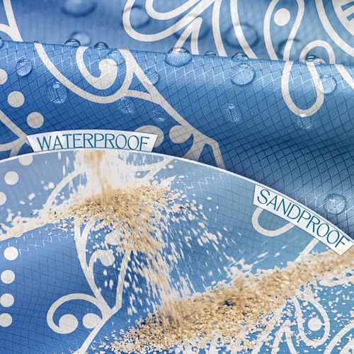 BYDOLL Beach Blanket Waterproof Sandproof Large Sand Free,78''X81''/10'X9' Oversized Sandless Lightweight Blanket Picnic Mat for Beach Travel Camping Hiking with Stakes - color: Half Mandala, size: 78"X81"